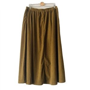 Ebossy Olive Corduroy Midi Skirt Women Size XXL Y2k 90s Festival Bohemian Indie